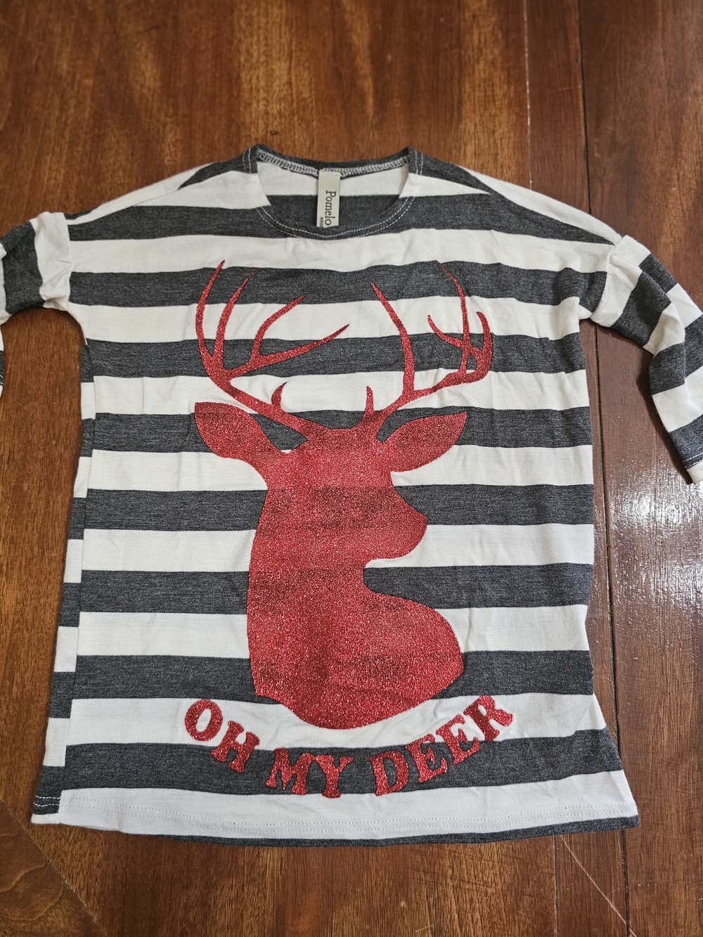 Pomelo Christmas Holiday Long Sleeve Tee with Red Deer